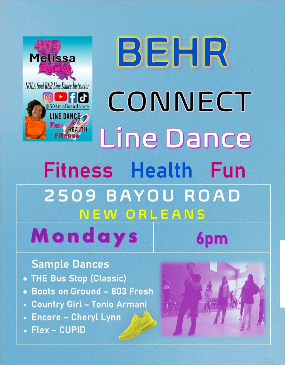 Line Dance Class Oct 19th — bEHR Health event in bEHRconnect — 2509 Bayou Road, New Orleans, LA 70119