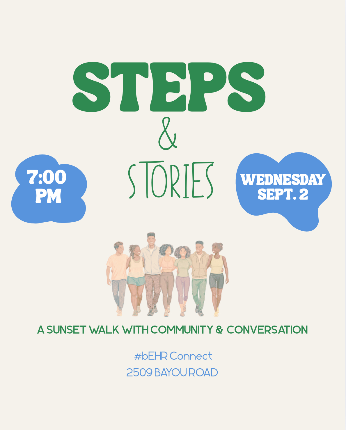 Steps & Stories — bEHR Health event in bEHRconnect — 2509 Bayou Road, New Orleans, LA 70119